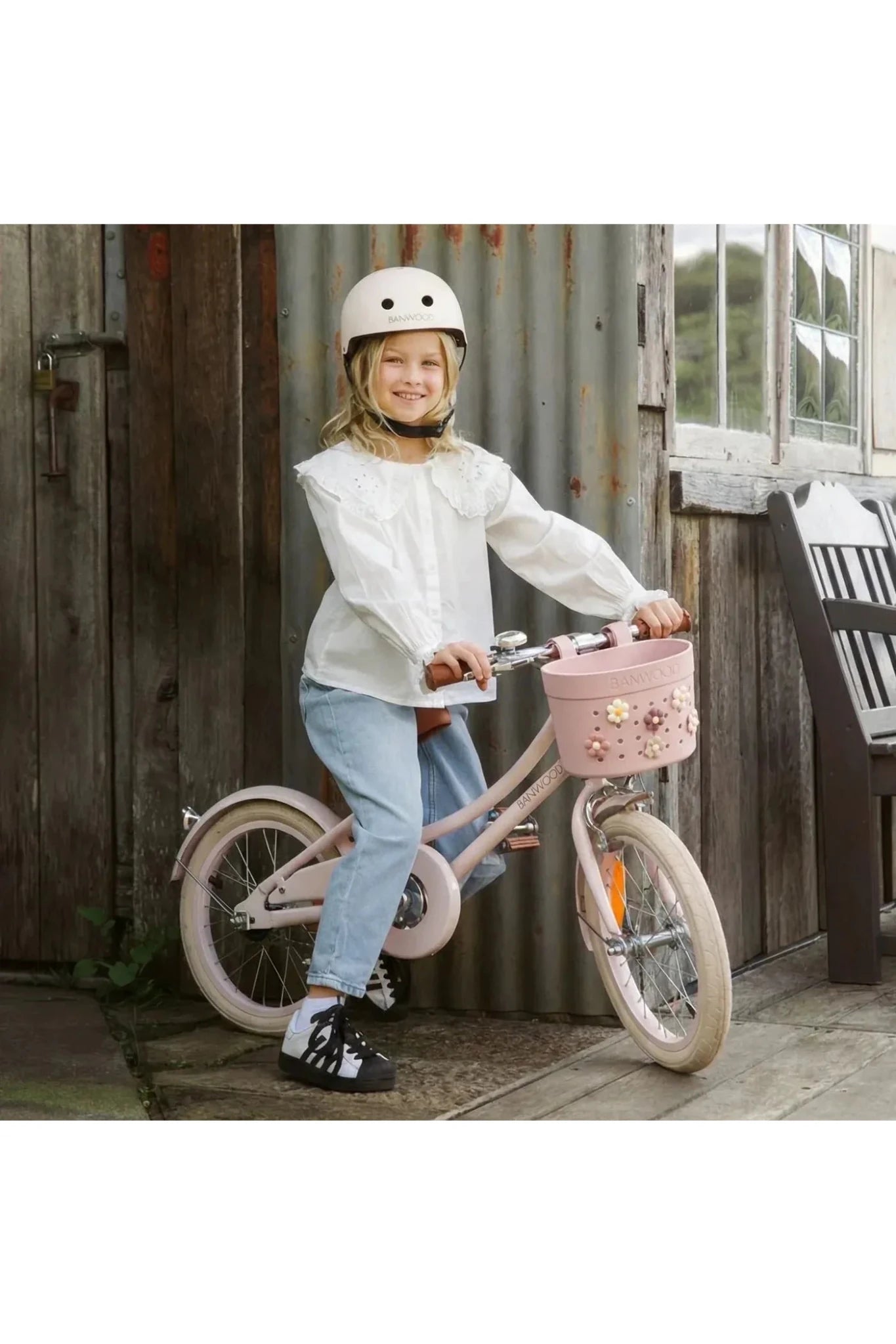 Banwood Pin&Ride basket - Faded pink van Banwood | Kids Conceptstore Le Fanfare