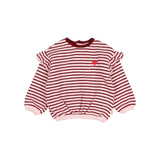 BB soft stripes girly sweatshirt - Pomegranate van Búho | Kids Conceptstore Le Fanfare