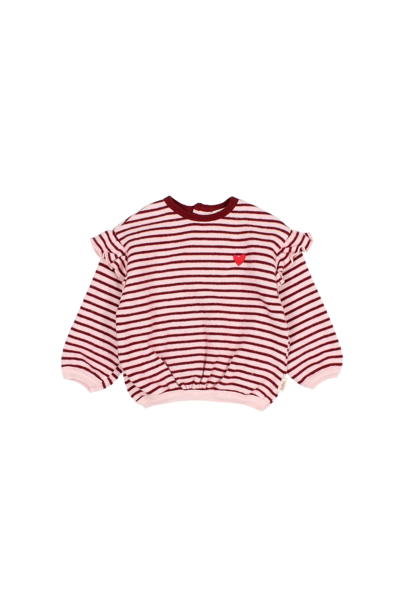 BB soft stripes girly sweatshirt - Pomegranate van Búho | Kids Conceptstore Le Fanfare