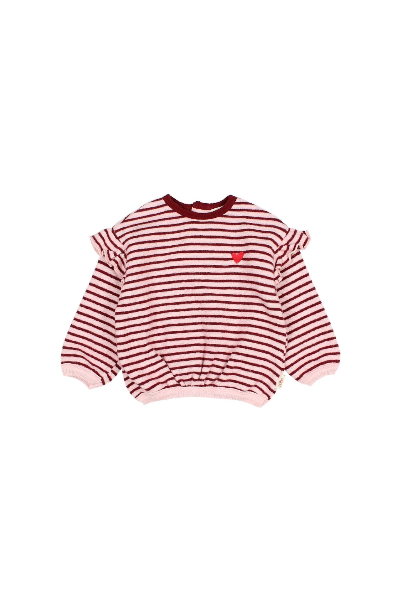 BB soft stripes girly sweatshirt - Pomegranate van Búho | Kids Conceptstore Le Fanfare