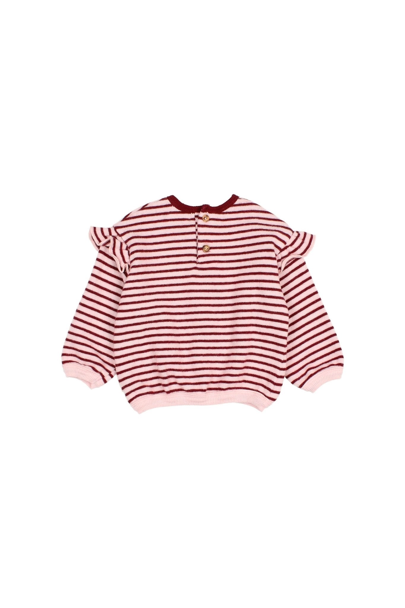 BB soft stripes girly sweatshirt - Pomegranate van Búho | Kids Conceptstore Le Fanfare