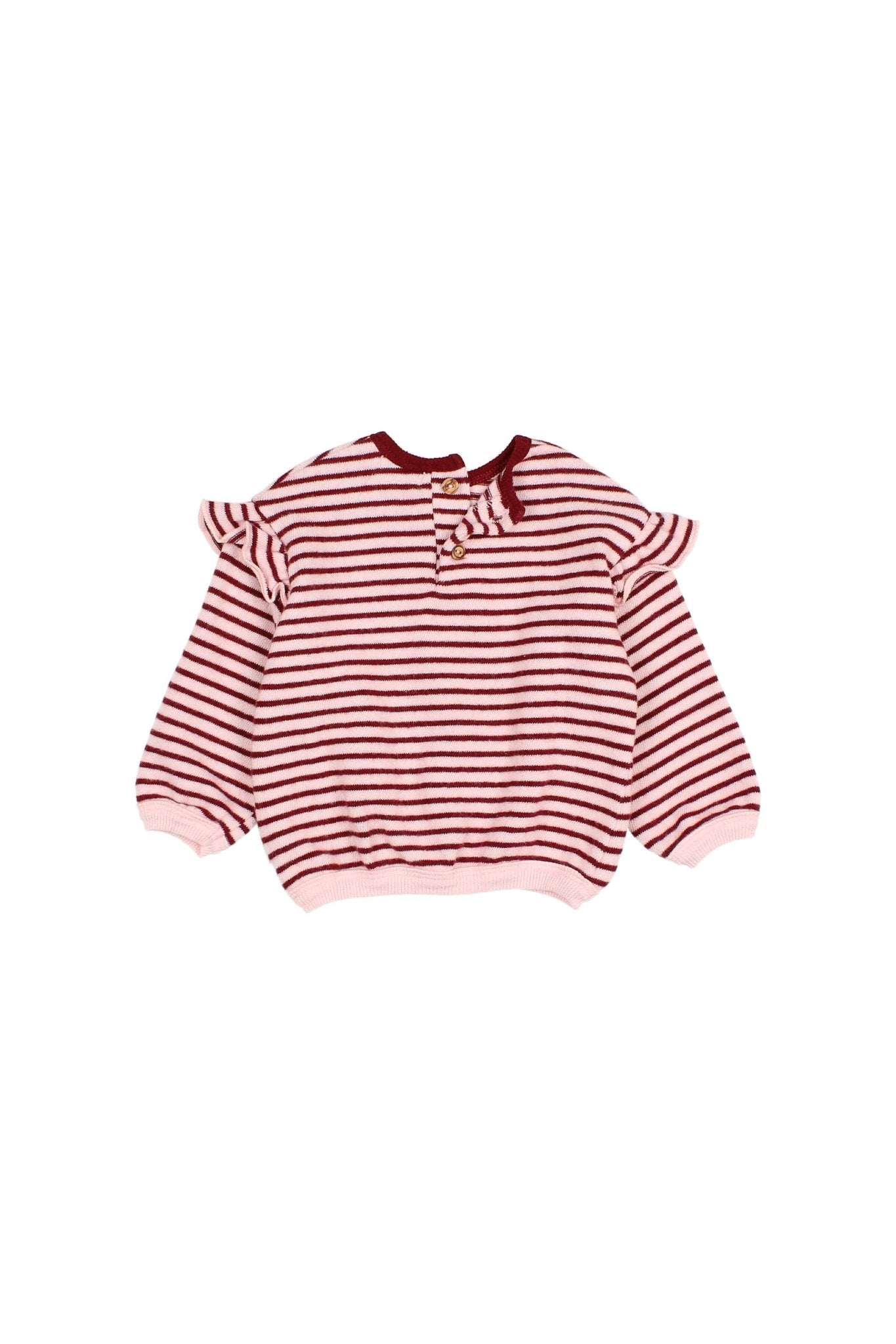 BB soft stripes girly sweatshirt - Pomegranate van Búho | Kids Conceptstore Le Fanfare