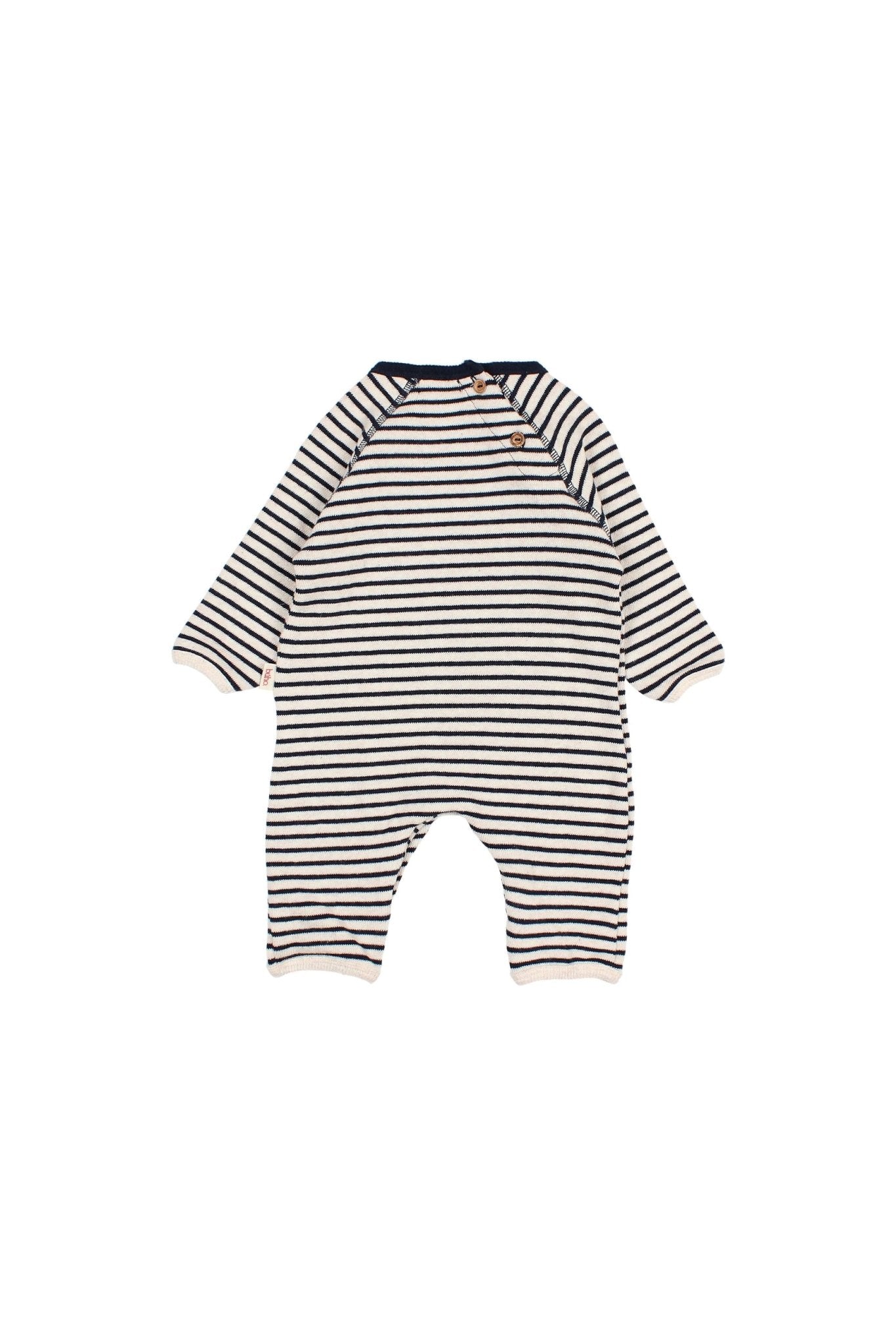 BB soft stripes jumpsuit - Navy van Búho | Kids Conceptstore Le Fanfare