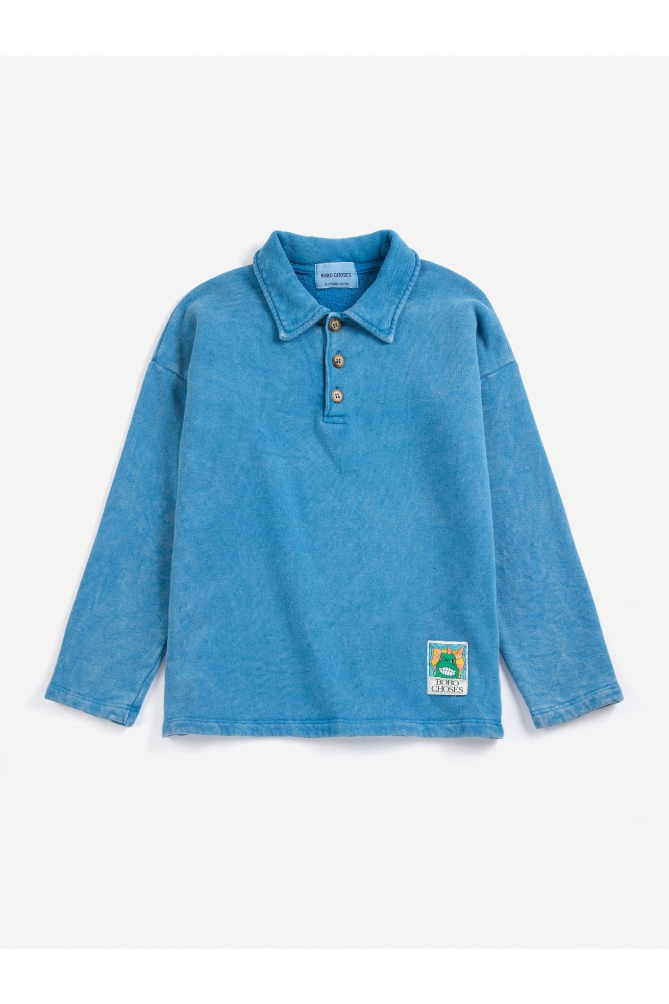 Beast Tag polo sweatshirt - Light Blue van Bobo Choses | Kids Conceptstore Le Fanfare