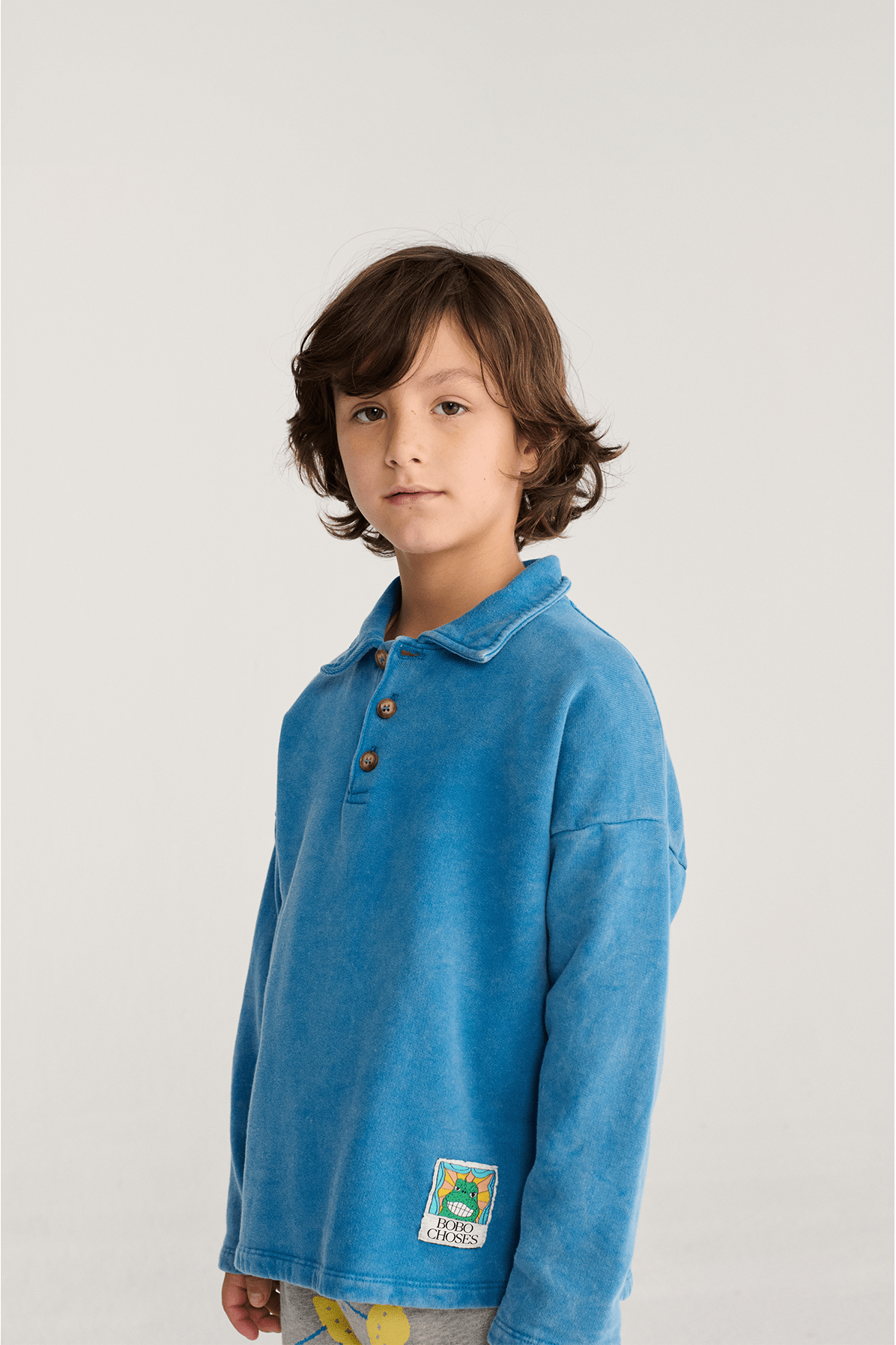 Beast Tag polo sweatshirt - Light Blue van Bobo Choses | Kids Conceptstore Le Fanfare