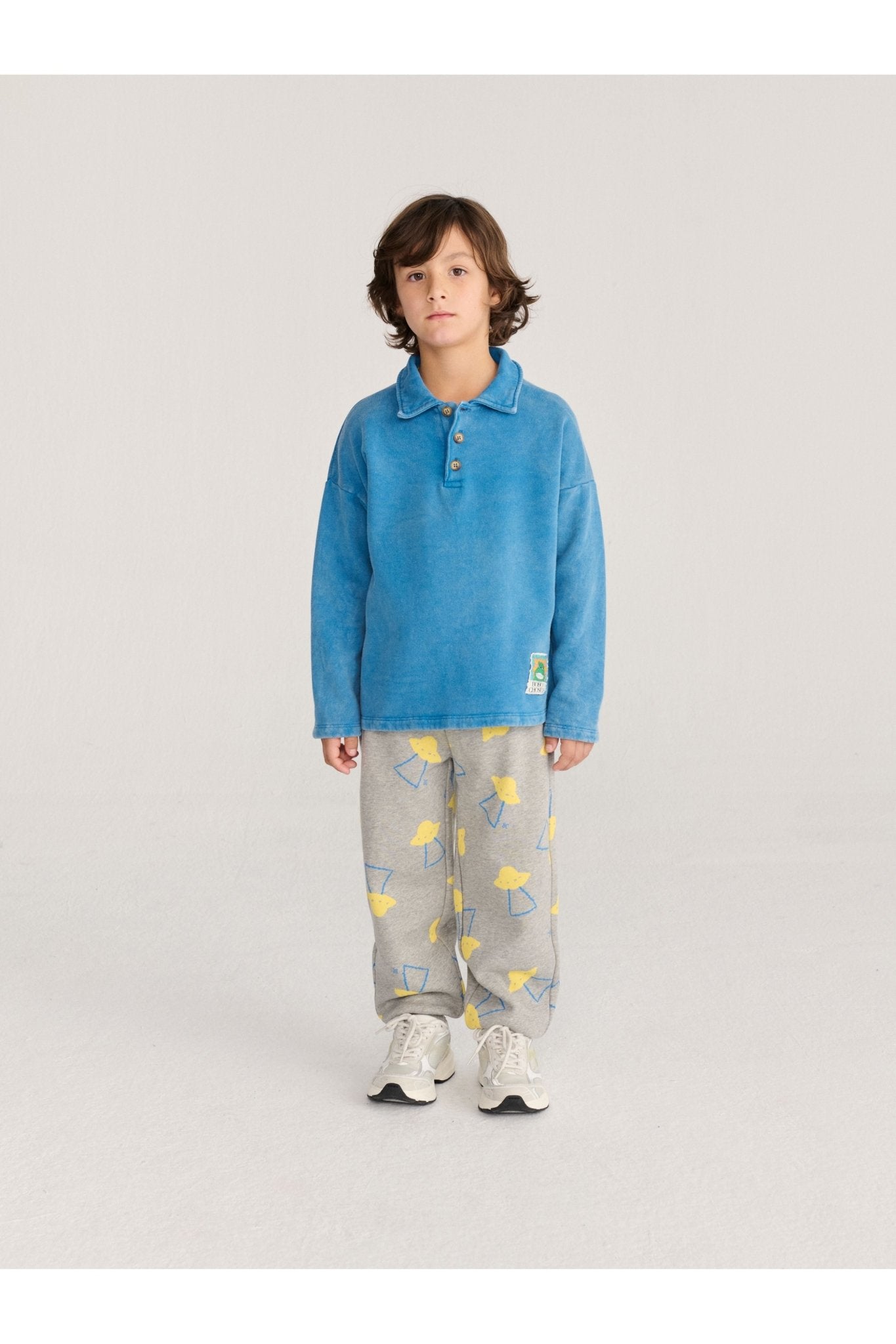 Beast Tag polo sweatshirt - Light Blue van Bobo Choses | Kids Conceptstore Le Fanfare