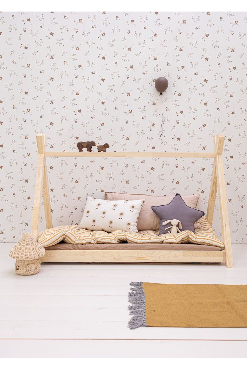 Behang Bloemenzee Groot - Bruin van Bibelotte | Kids Conceptstore Le Fanfare