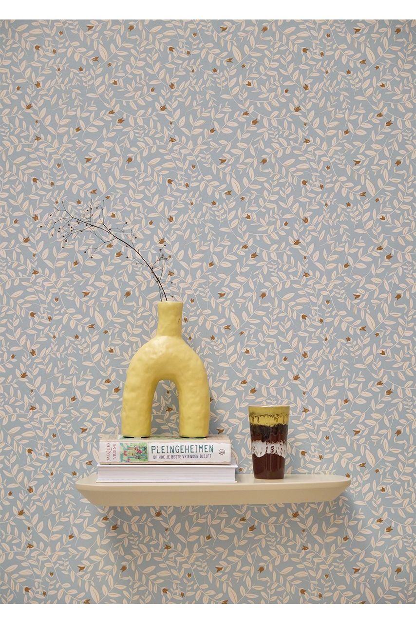 Behang Flora - IJsblauw van Bibelotte | Kids Conceptstore Le Fanfare