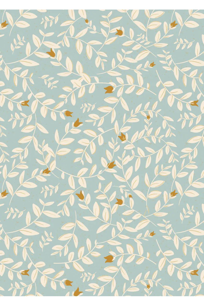 Behang Flora - IJsblauw van Bibelotte | Kids Conceptstore Le Fanfare