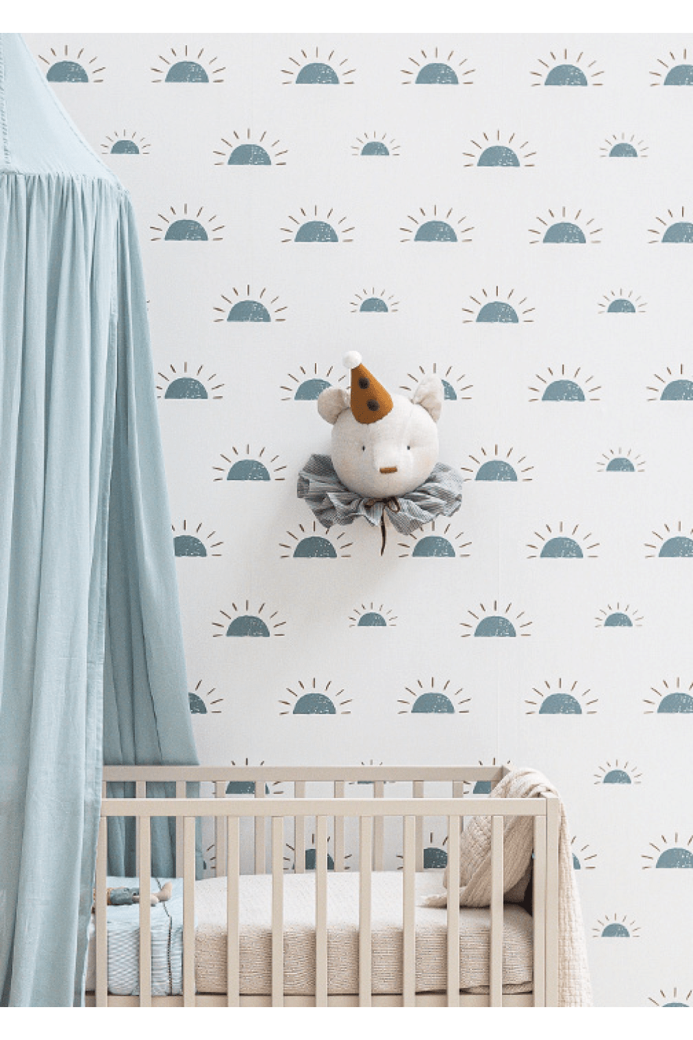 Behang Ochtendgloren - Denimblauw van Bibelotte | Kids Conceptstore Le Fanfare