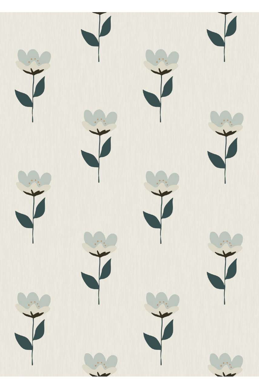 Behang Retro Bloem - Blauw van Bibelotte | Kids Conceptstore Le Fanfare