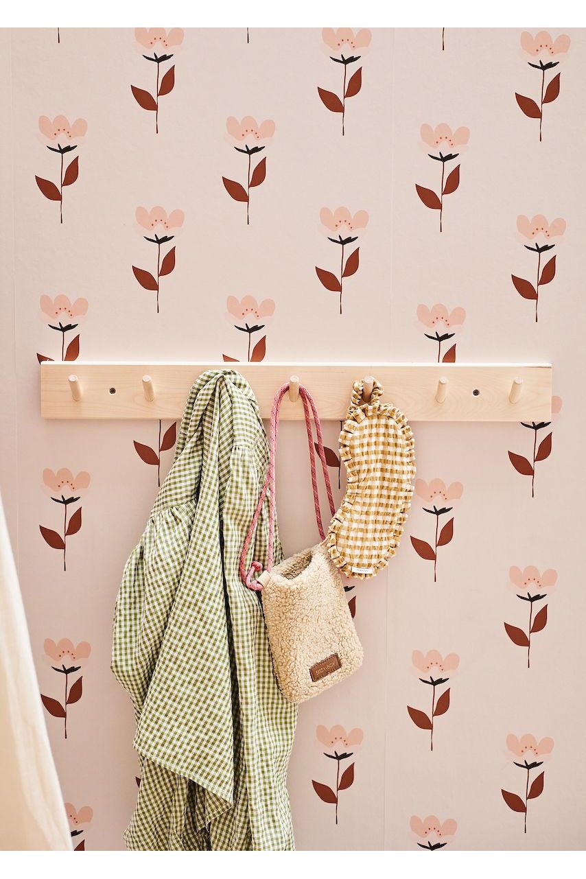 Behang Retro Bloem - Roze van Bibelotte | Kids Conceptstore Le Fanfare