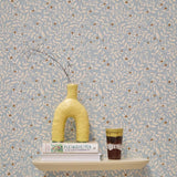 Behang Flora - IJsblauw