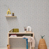 Behang Flora - IJsblauw