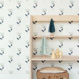 Behang Retro Bloem - Blauw