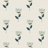 Behang Retro Bloem - Blauw