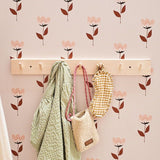 Behang Retro Bloem - Roze