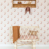 Behang Retro Bloem - Roze