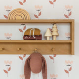 Behang Retro Bloem - Roze