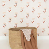 Behang Retro Bloem - Roze