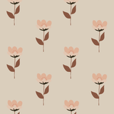 Behang Retro Bloem - Roze