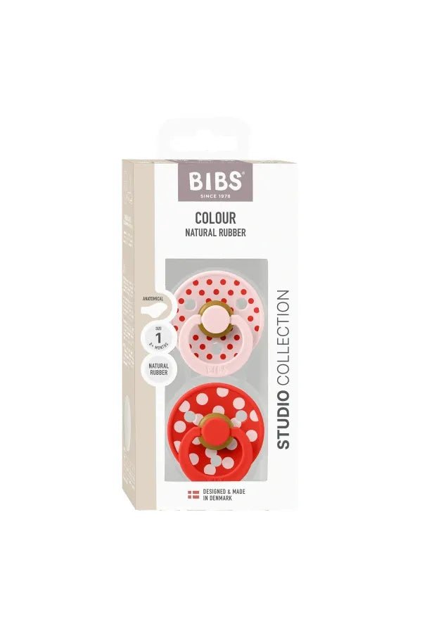 BIBS Studio Colour 2 pack Polka Anatom - Blossom/Candy van BIBS | Kids Conceptstore Le Fanfare