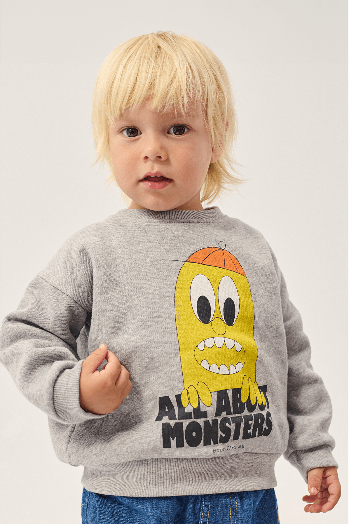 Bigtooth Lemon sweatshirt BB - Light Heather Grey van Bobo Choses | Kids Conceptstore Le Fanfare