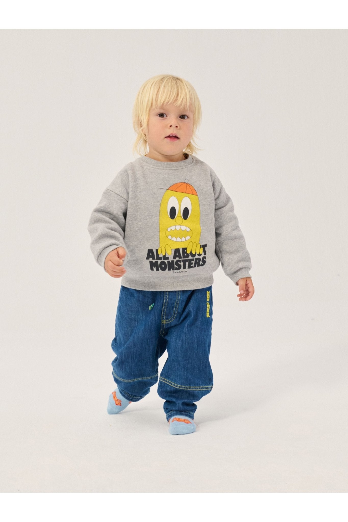 Bigtooth Lemon sweatshirt BB - Light Heather Grey van Bobo Choses | Kids Conceptstore Le Fanfare