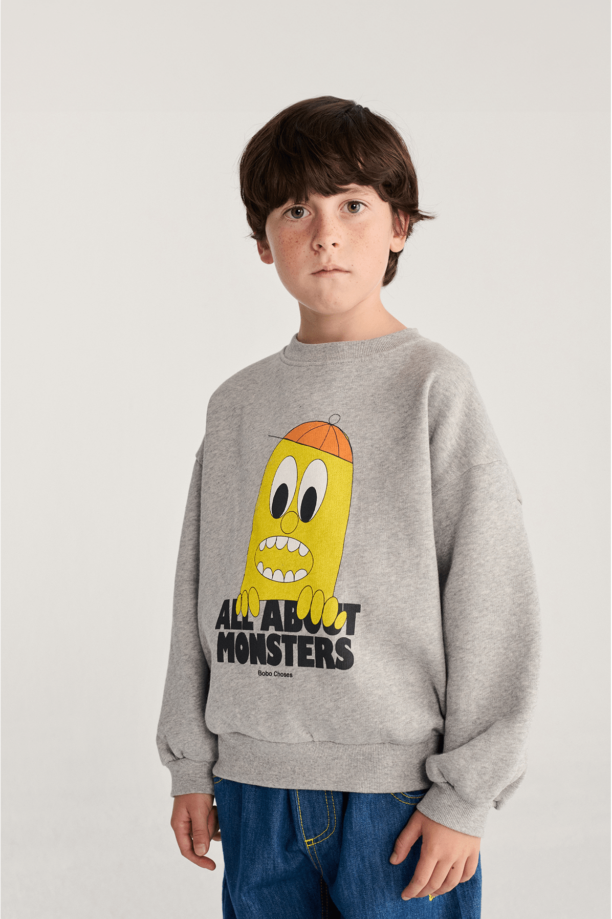 Bigtooth Lemon sweatshirt - Light Heather Grey van Bobo Choses | Kids Conceptstore Le Fanfare