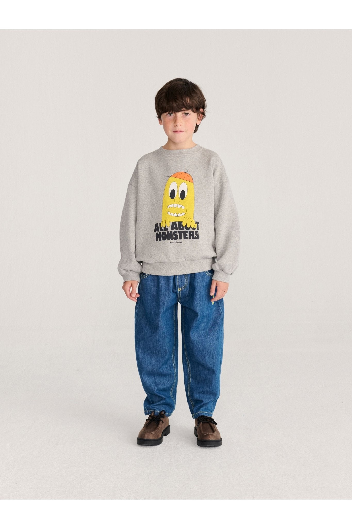 Bigtooth Lemon sweatshirt - Light Heather Grey van Bobo Choses | Kids Conceptstore Le Fanfare