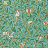 Bird & Pomegranate Wallpaper - Turquoise/Coral