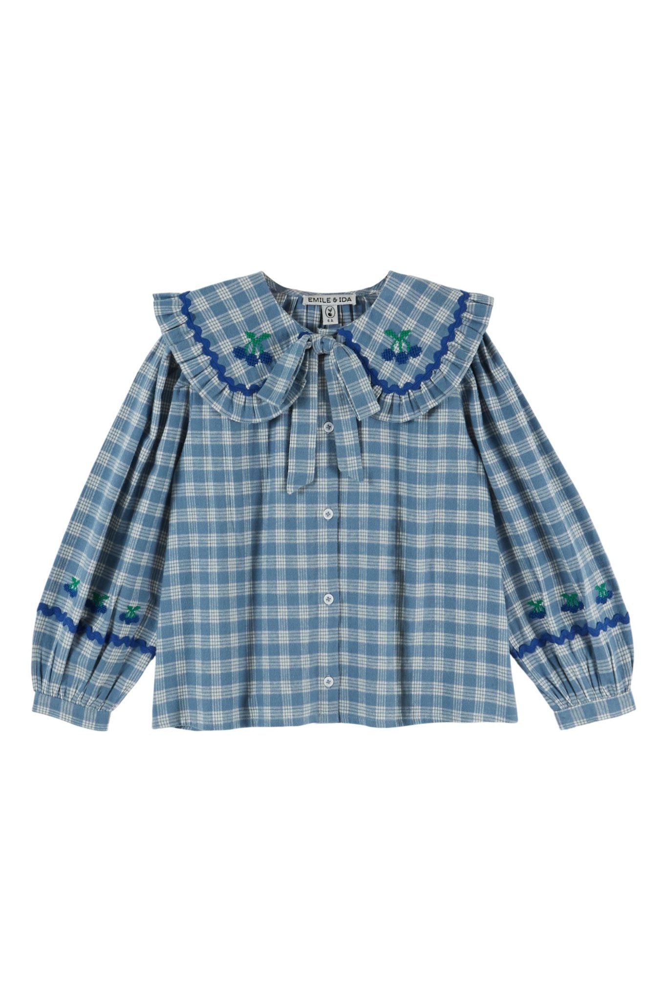Blouse grand col carreau - Carreaux celestine van Emile et Ida | Kids Conceptstore Le Fanfare