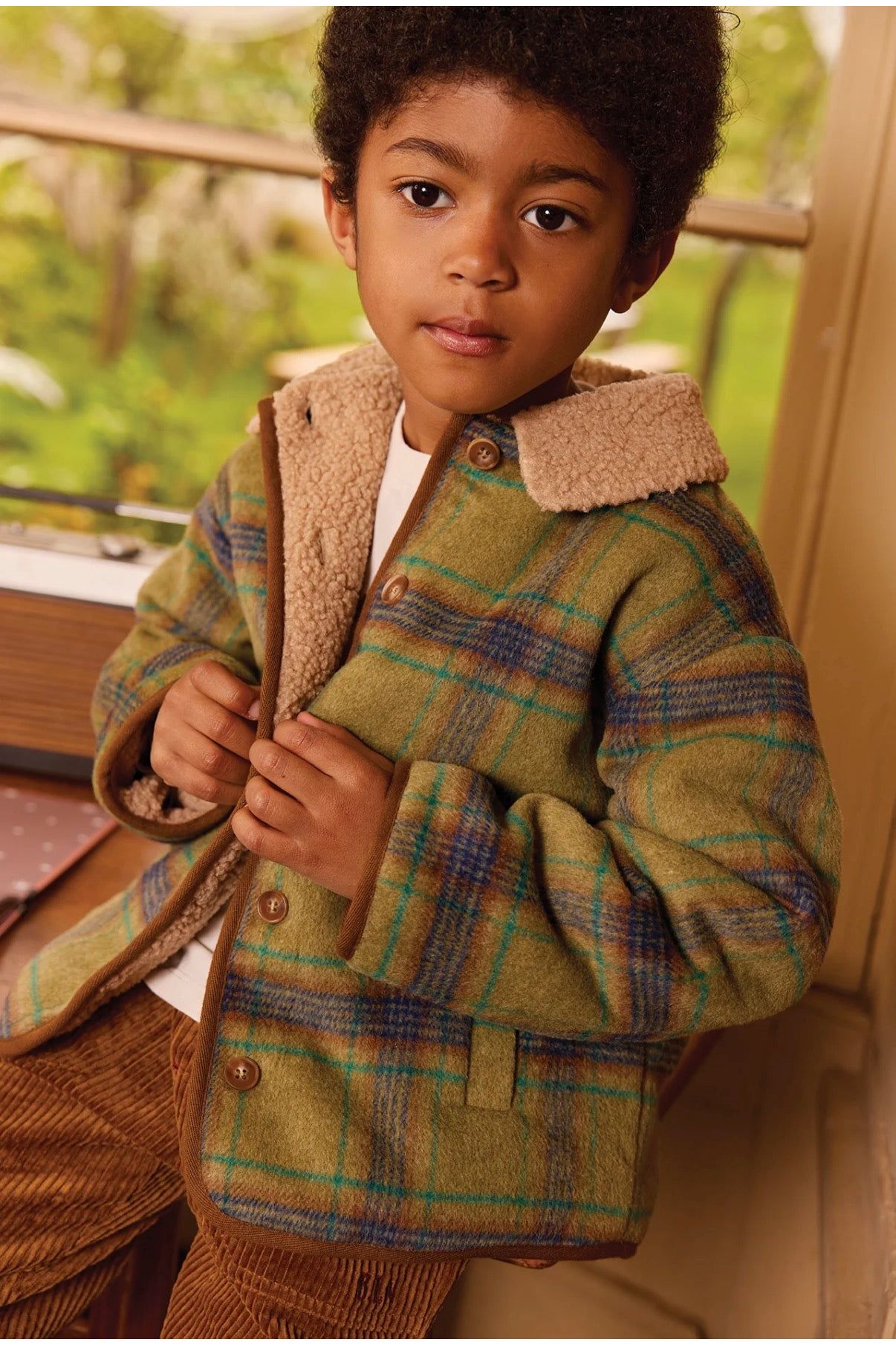 Blouson pierrot - Carreaux sunday van BONTON | Kids Conceptstore Le Fanfare
