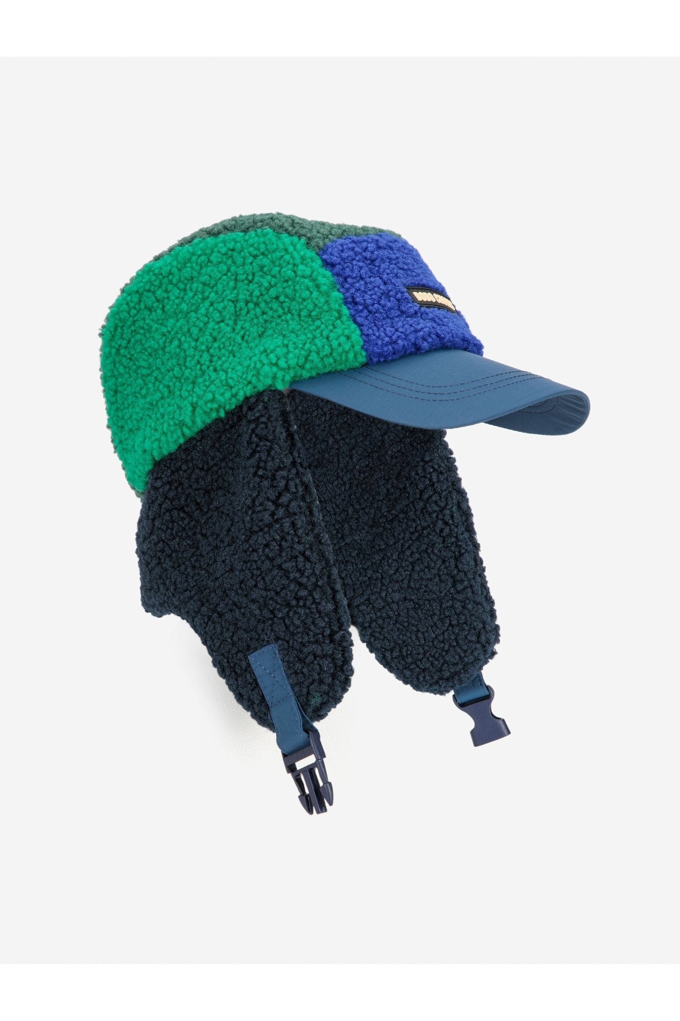 Bobo Choses color block sheepskin chapka - Navy Blue van Bobo Choses | Kids Conceptstore Le Fanfare