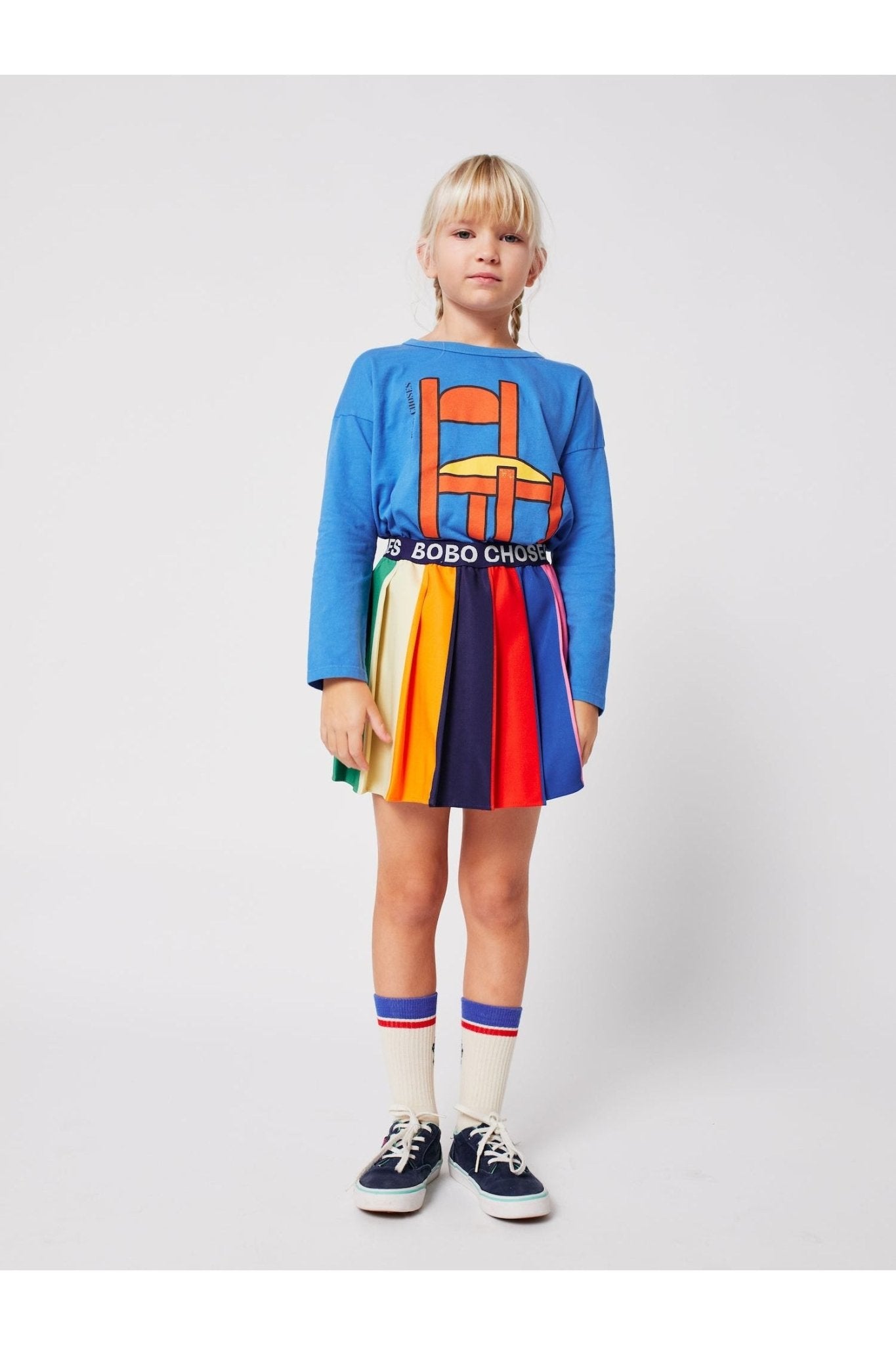 Bobo Color Block Pleated Skirt - Multicolor van Bobo Choses | Kids Conceptstore Le Fanfare
