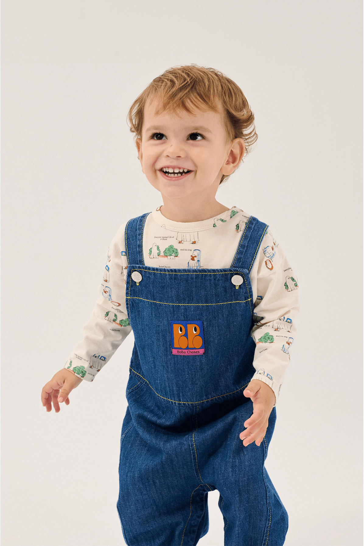 Booo Bo Choses Tag denim overall - Midnight Blue van Bobo Choses | Kids Conceptstore Le Fanfare