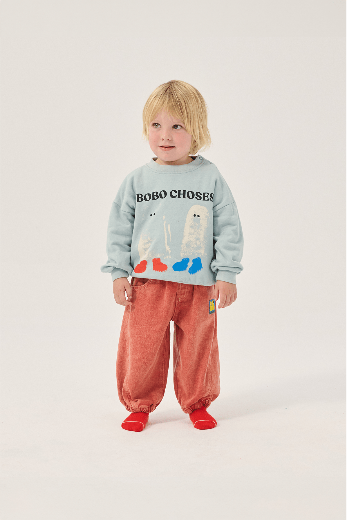 Booo Bo Choses Tag denim pants - Red van Bobo Choses | Kids Conceptstore Le Fanfare
