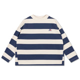 Boxy sweater - Eclipse blue block stripe van Repose AMS | Kids Conceptstore Le Fanfare