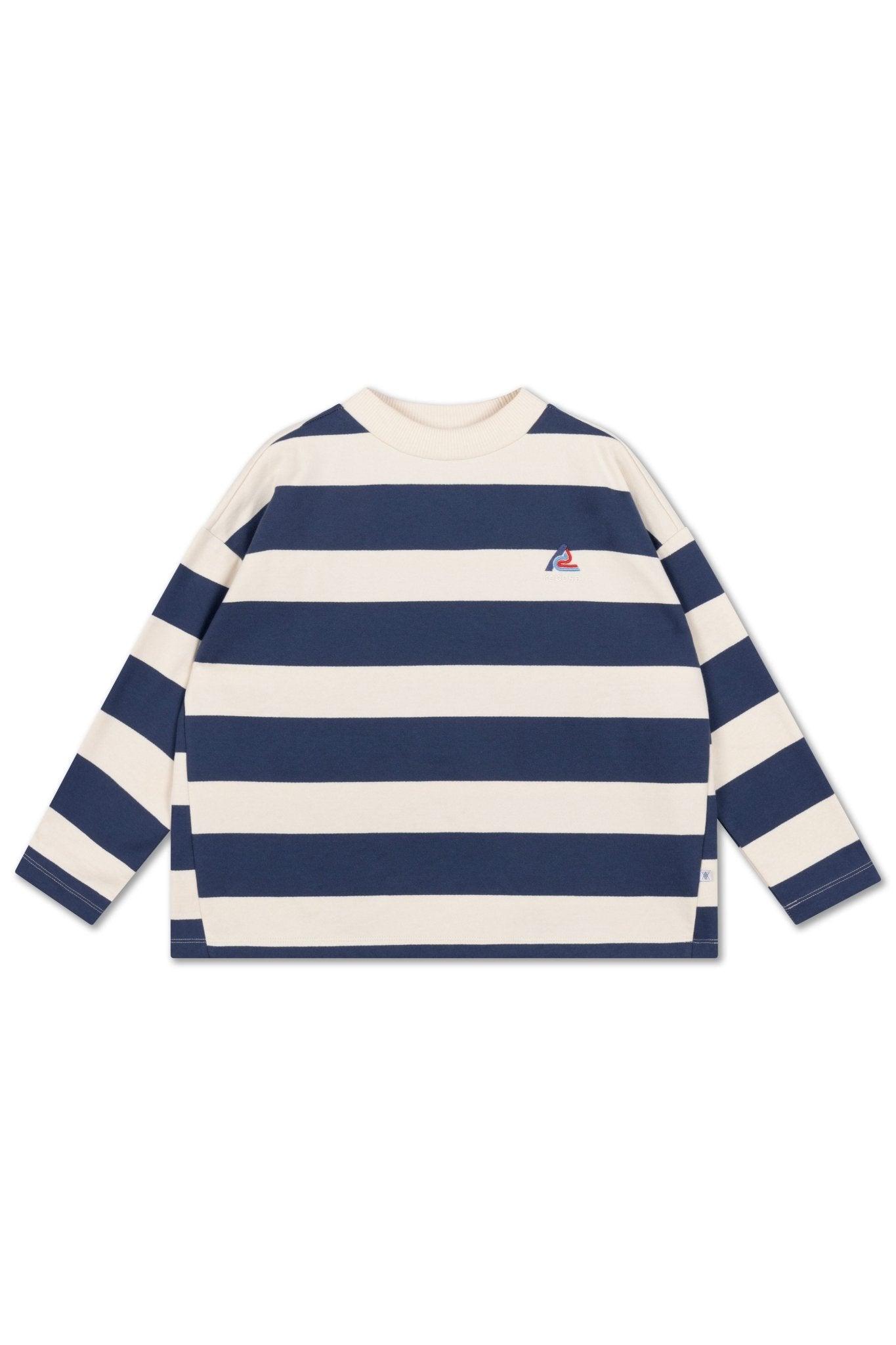 Boxy sweater - Eclipse blue block stripe van Repose AMS | Kids Conceptstore Le Fanfare