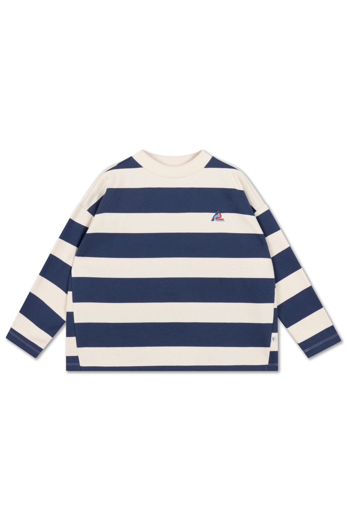 Boxy sweater - Eclipse blue block stripe van Repose AMS | Kids Conceptstore Le Fanfare