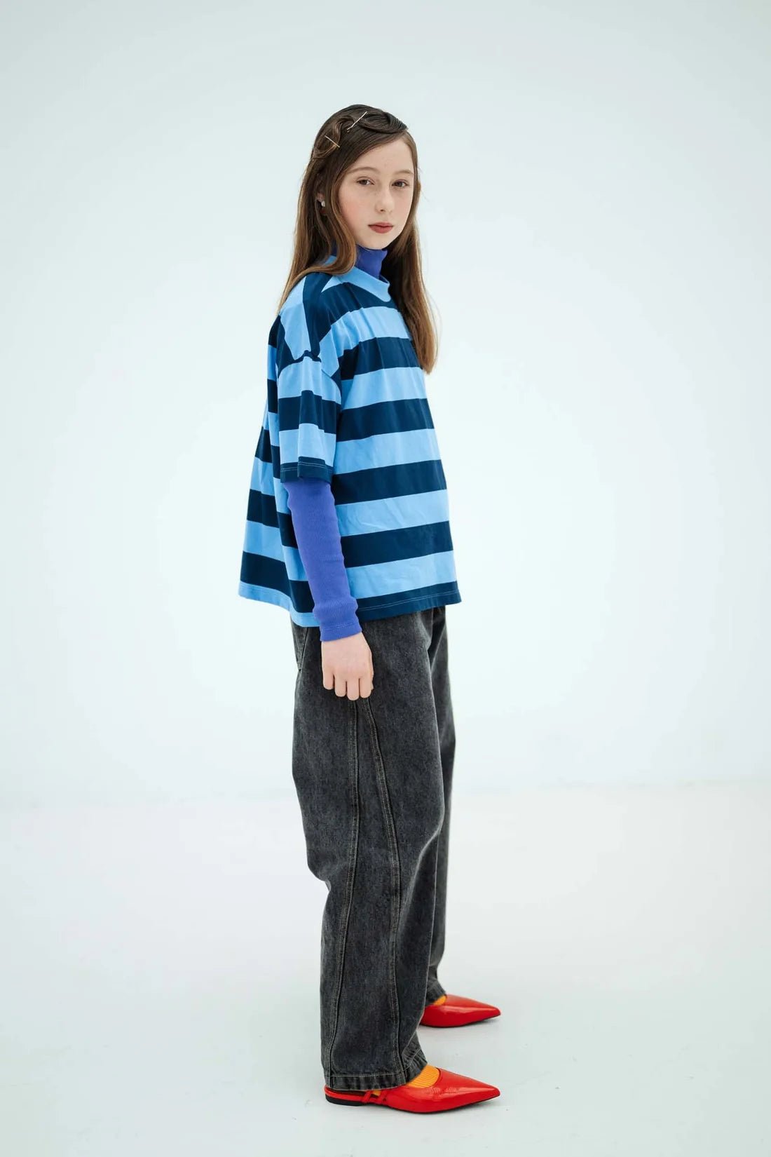 Boxy tee - Horizon dark eclipse block stripe van Repose AMS | Kids Conceptstore Le Fanfare