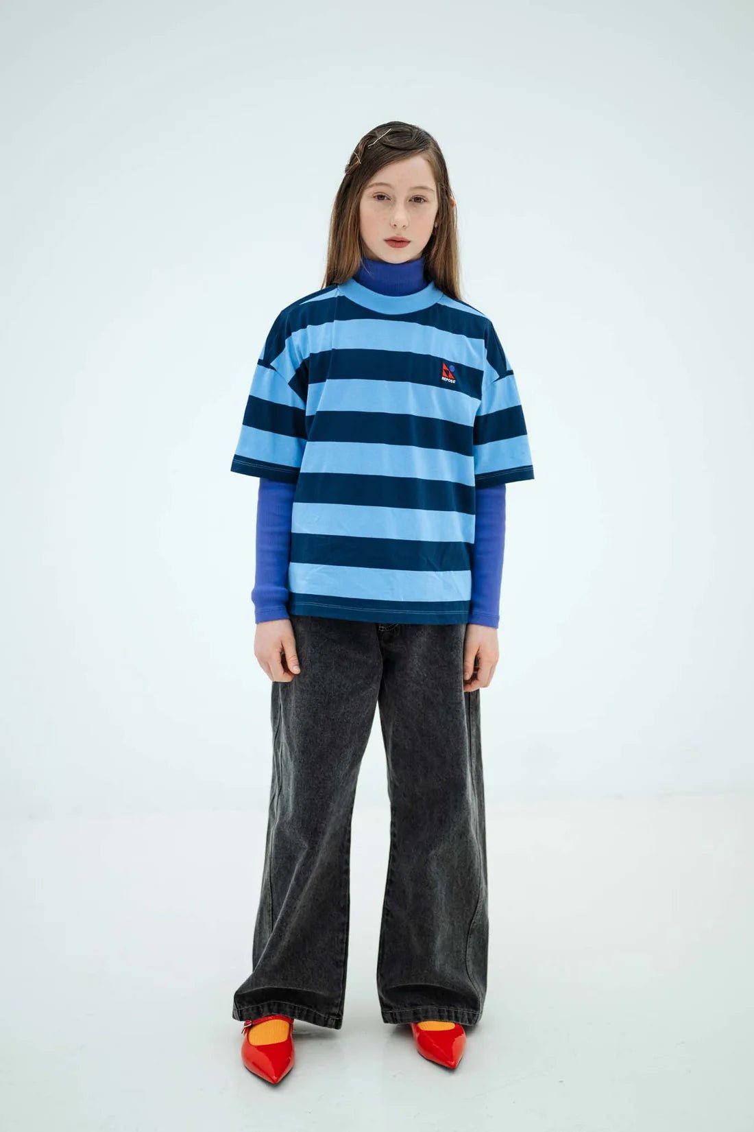 Boxy tee - Horizon dark eclipse block stripe van Repose AMS | Kids Conceptstore Le Fanfare