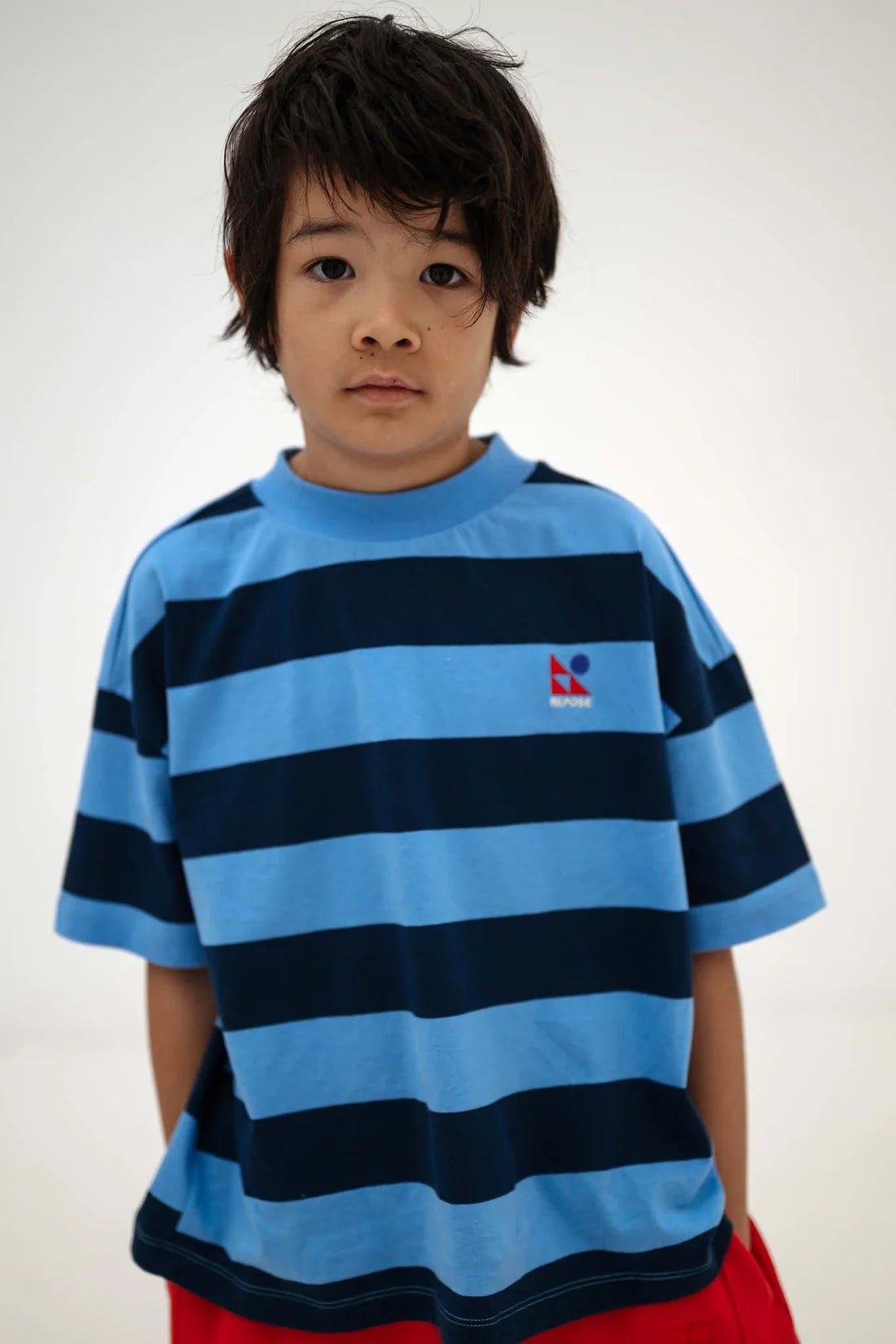 Boxy tee - Horizon dark eclipse block stripe van Repose AMS | Kids Conceptstore Le Fanfare