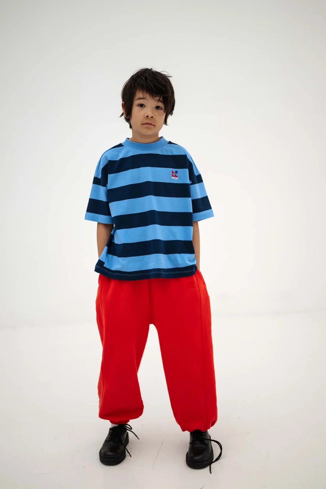 Boxy tee - Horizon dark eclipse block stripe van Repose AMS | Kids Conceptstore Le Fanfare
