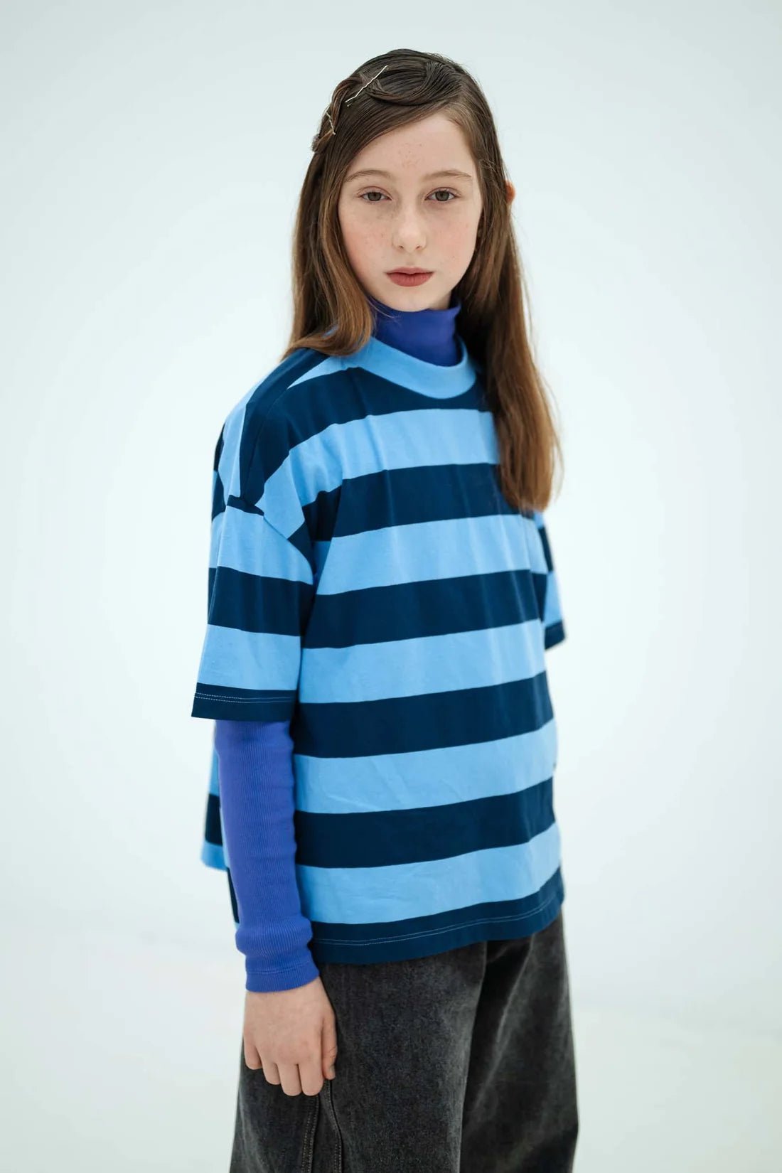 Boxy tee - Horizon dark eclipse block stripe van Repose AMS | Kids Conceptstore Le Fanfare