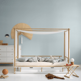 Camp canopy bed, 90x180 cm, white/oak van Oliver Furniture | Kids Conceptstore Le Fanfare