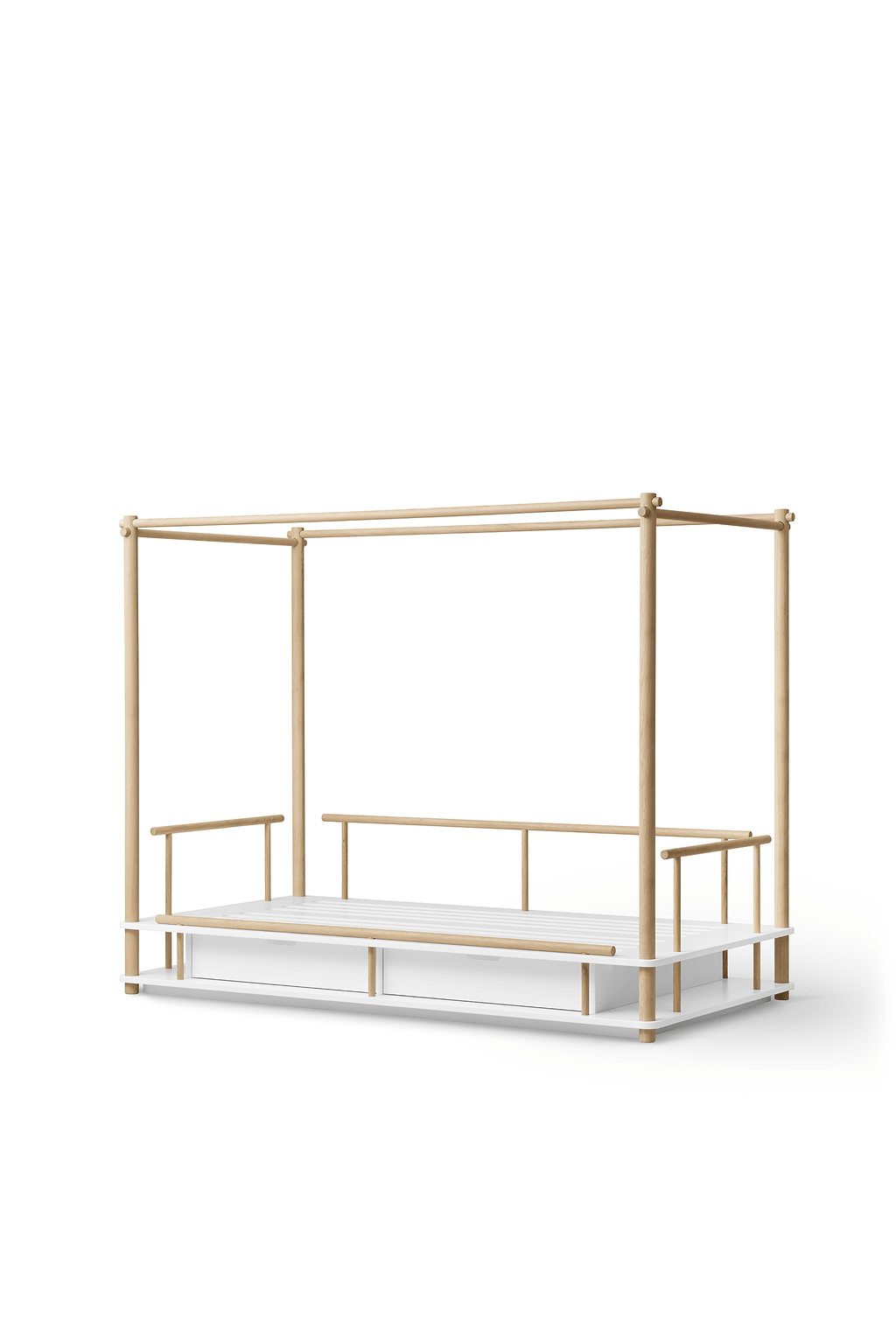 Camp canopy bed, 90x180 cm, white/oak van Oliver Furniture | Kids Conceptstore Le Fanfare