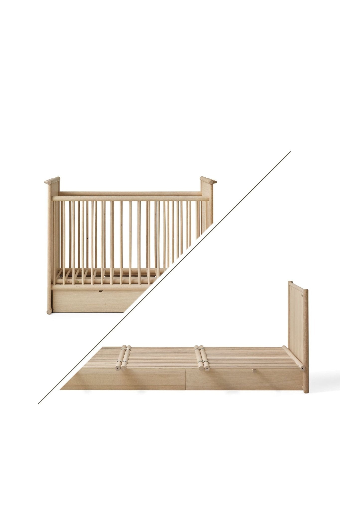 Camp novel cot bed/bed, 60x120/120x200 cm, oak van Oliver Furniture | Kids Conceptstore Le Fanfare