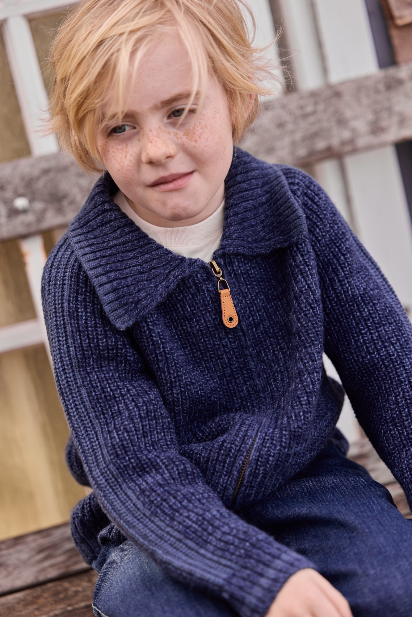 Cardi pimpon - Sailor blue van BONTON | Kids Conceptstore Le Fanfare