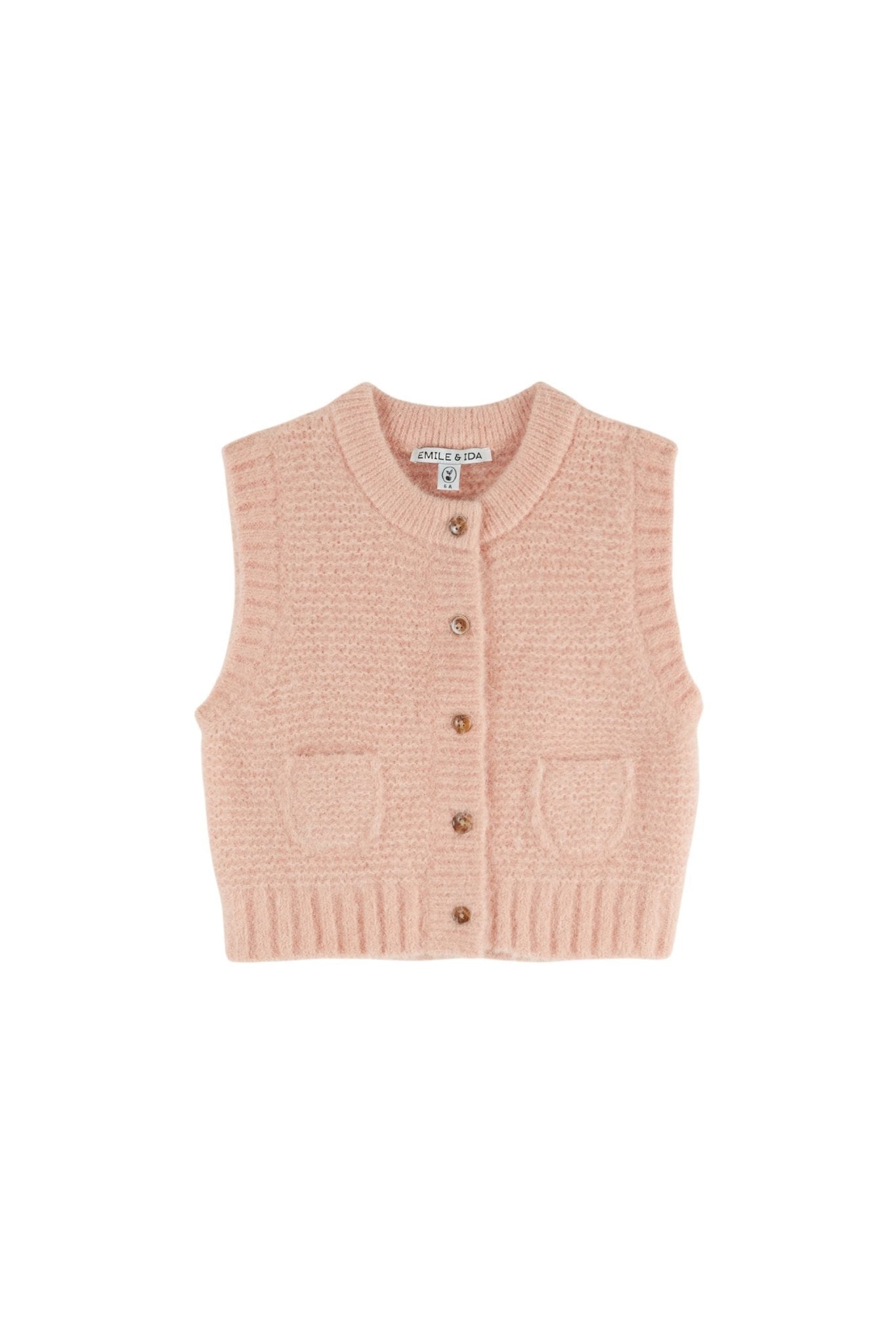 Cardigan sans manches - Rose pastel van Emile et Ida | Kids Conceptstore Le Fanfare